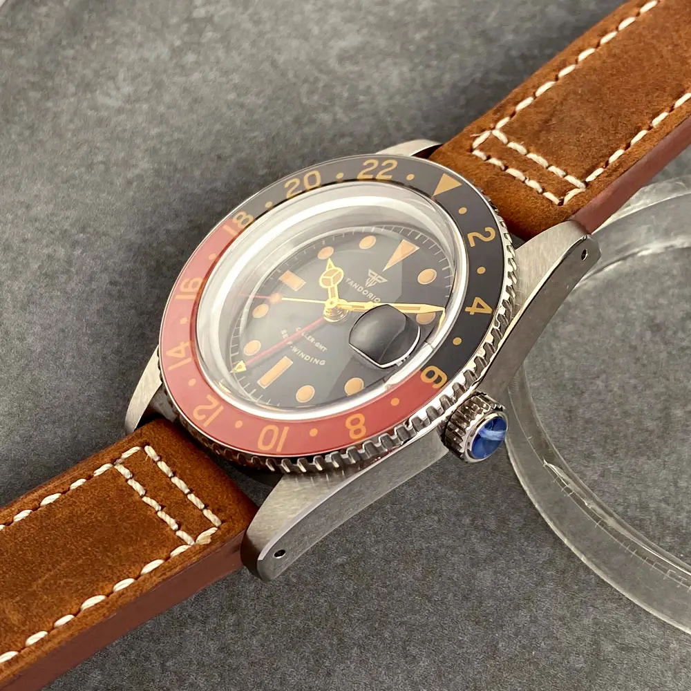 Tandorio 38 мм NH34A 20ATM Водонепроницаемые NH34 GMT Часы для дайвинга с автоматическим