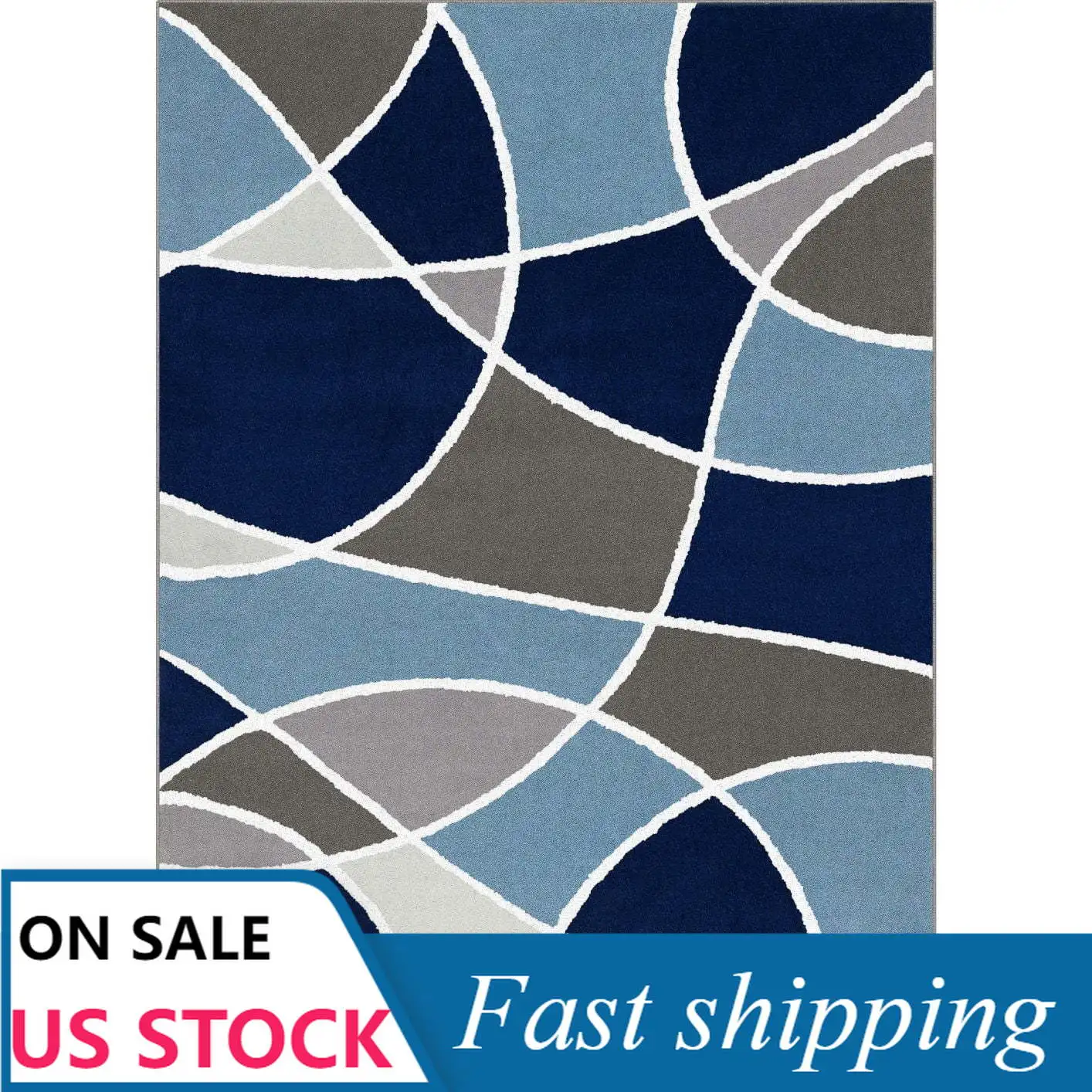 

Лучшие дома и сады Синий Геометрический круглый коврик, 5 'x 7'