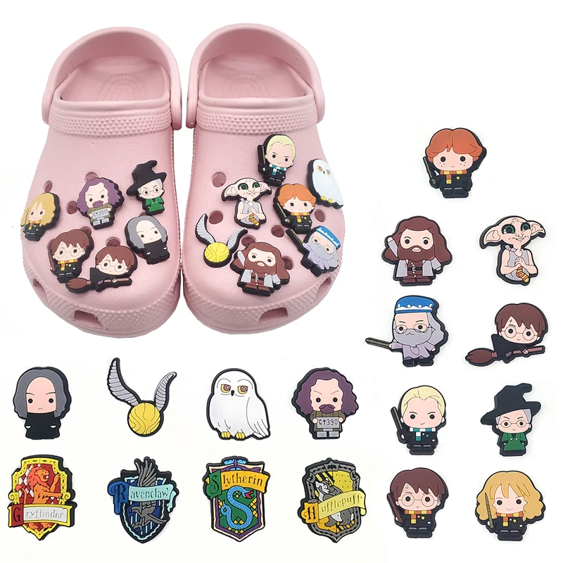 

Direct Selling Harryed Movie Crocs Anime Potters Charms Shoe Buckle DIY Cartoon Charm Accessories Kids Christmas Birthday Gifts
