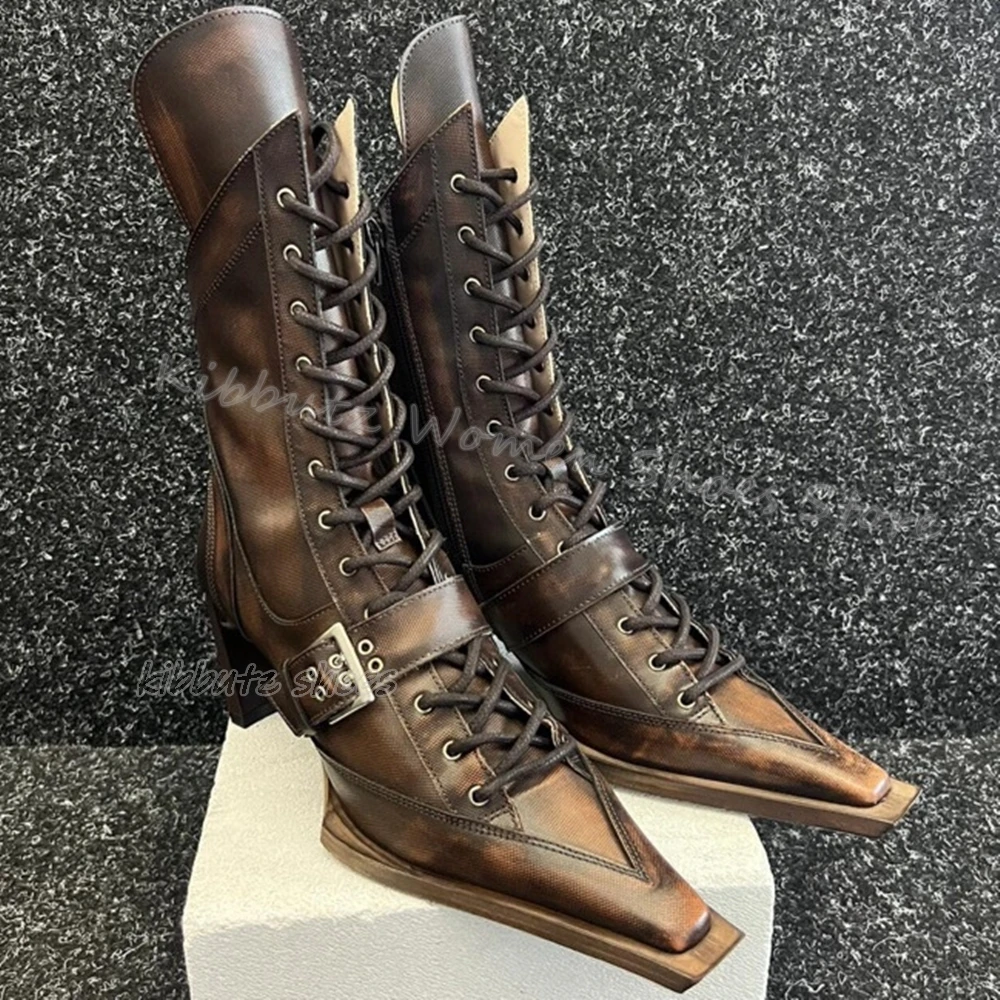 Винтажные ковбойские ботильоны из натуральной кожи на шнуровке элегантная