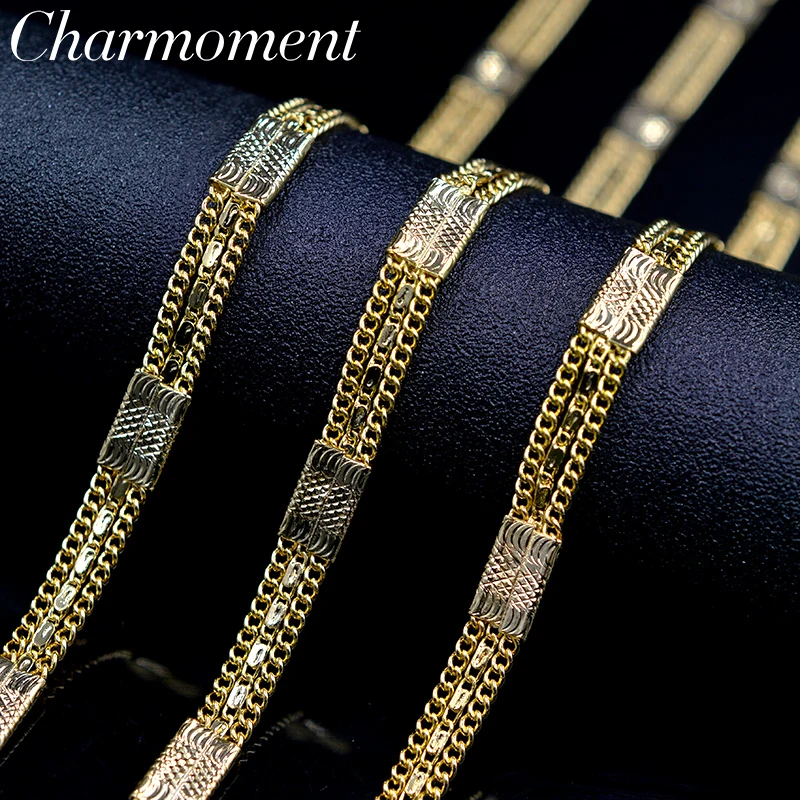 

Charmoment 2022 New Fsahion Brass Link Men Gold Plated Necklace Hip Hop Punk Men Women Cuban Neck Chain Jewelry Gift