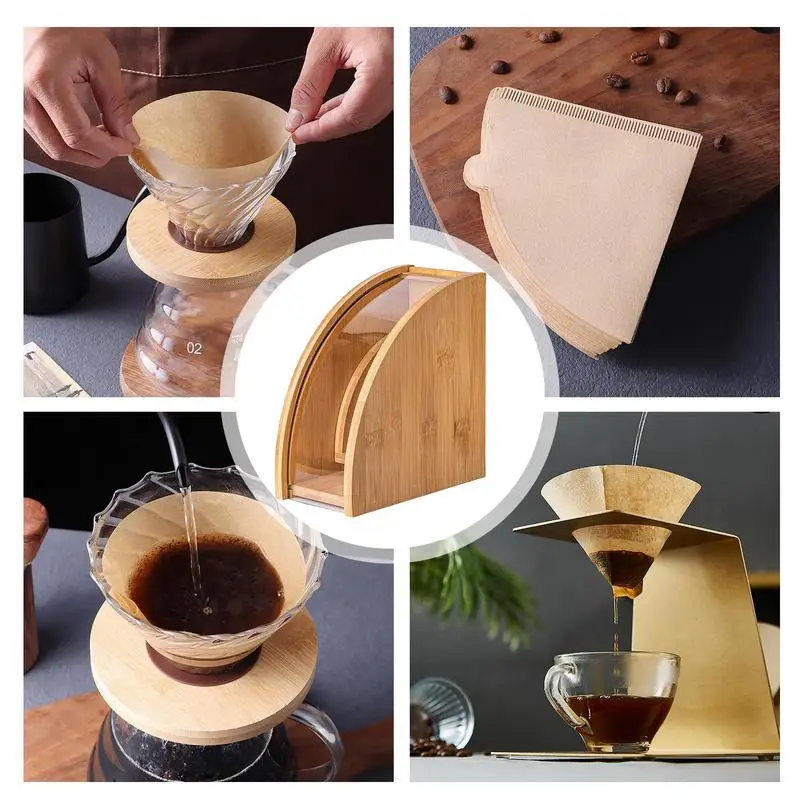 Держатели фильтров для кофе стойки деревянная стойка фильтра бумажный контейнер
