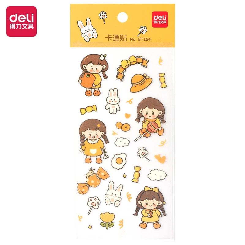 10 шт. DELI BT164 85*195 мм желтая мультяшная Милая наклейка самоклеящаяся ткань