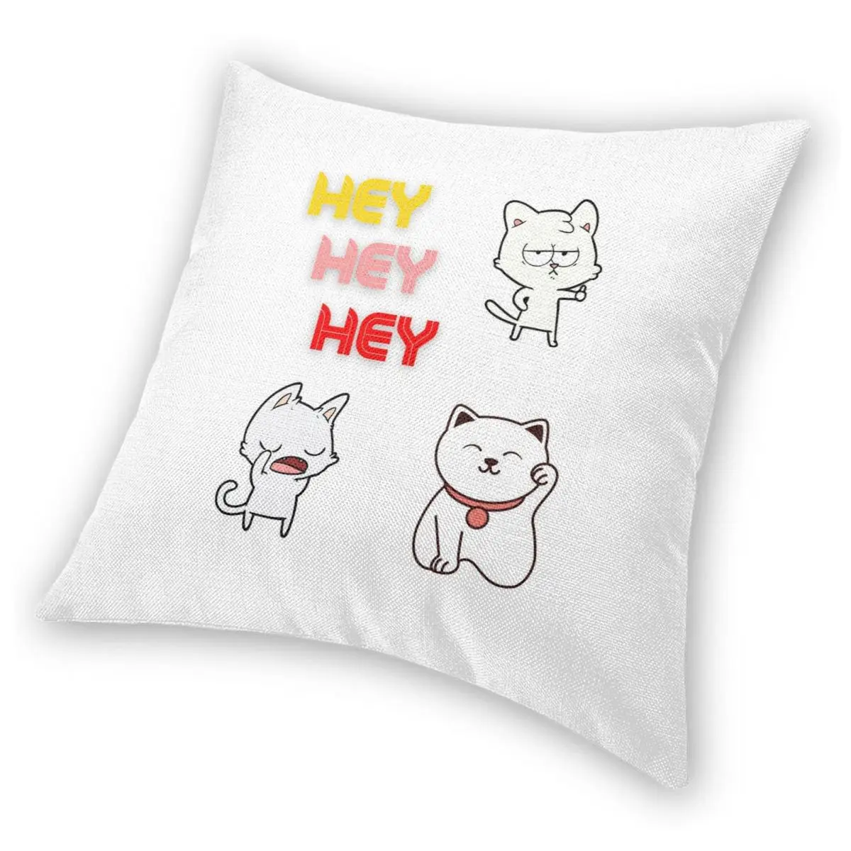 Чехол для подушки с изображением кошек и надписей Hey Cat Said Square декоративный чехол