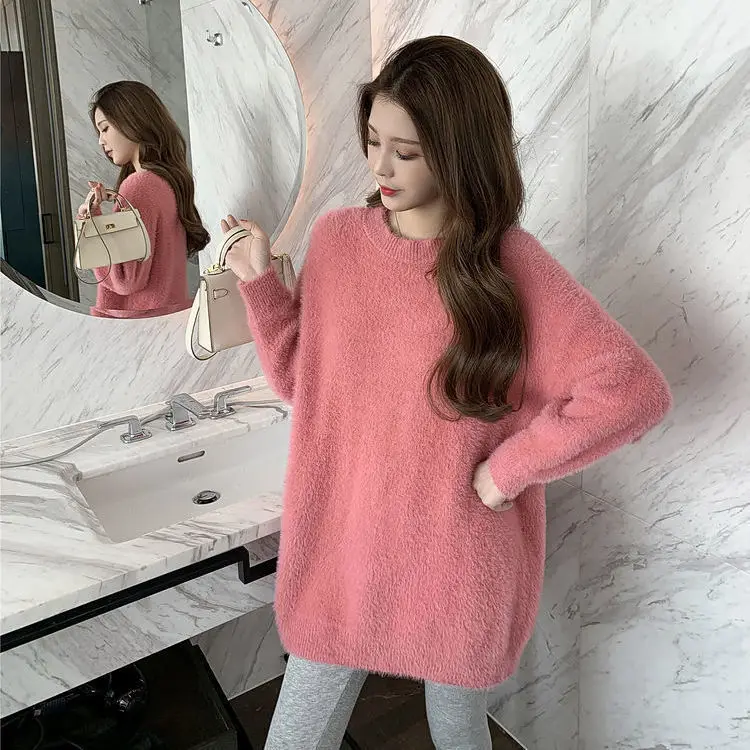 

2022 Autumn and Winter Warm Sweaters Women Sweet Knitted Sweaters Female Cozy Cute Party Loose Knitwear Sweater Femme A92