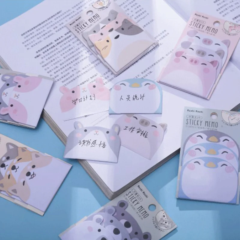Мультяшные животные Липкие заметки Kawaii Пингвин медведь собака свинка блокнот