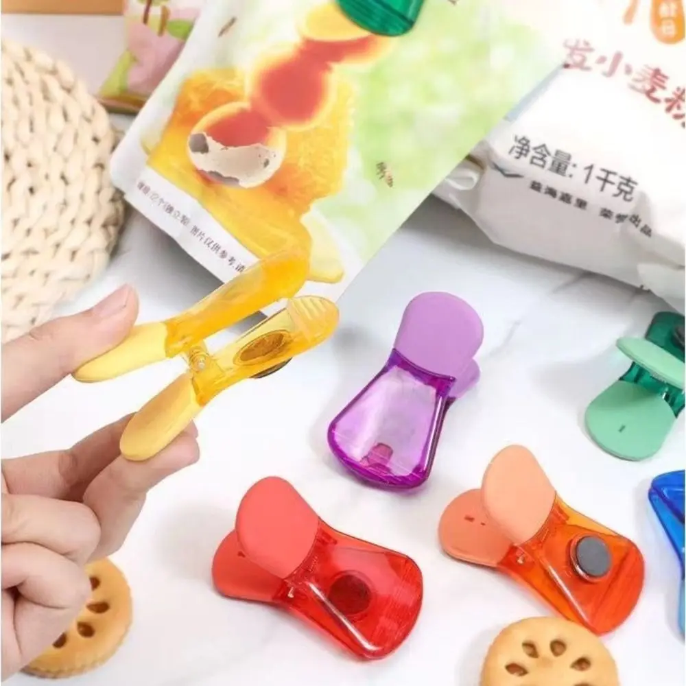 

6Pcs Plastic Bag Clips Food Sealing Sealing Clip Adornment Refrigerator Magnetic Sticker for Home Kitchen