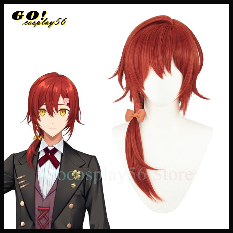 

Vtuber Hanasaki Miyabi Cosplay Wig Hololive Holostars YouTuber Red Ponytail Hair Idol Role Play Headwear