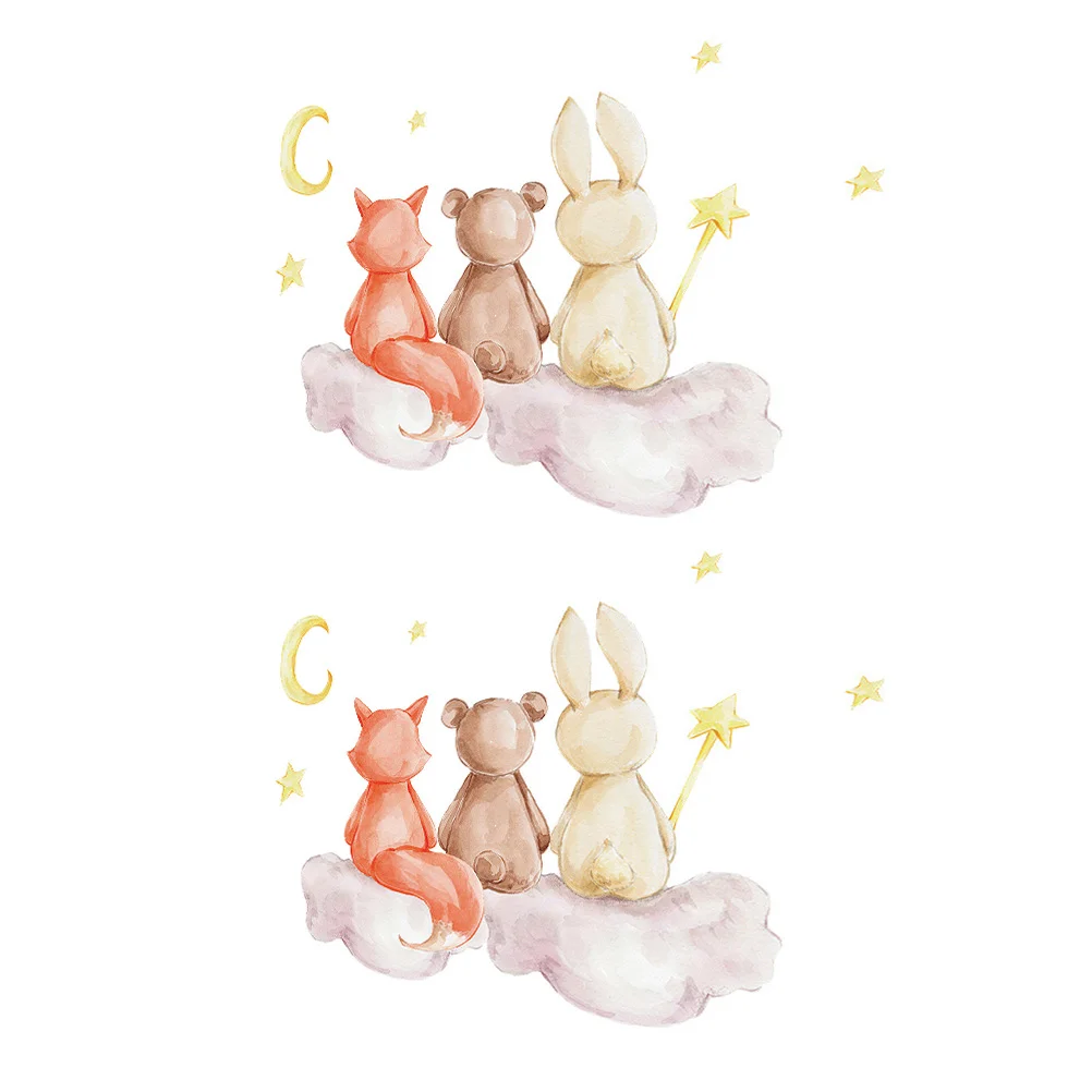 

2 Sheets Cartoon Bunny Cloud Wall Stickers Indoor Wall Decals Wall Ornaments