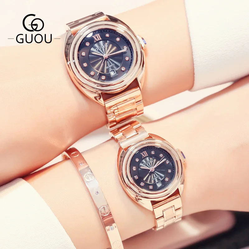 

Fashion Round Quartz Couples Dial Casual Wrist Watches Stainless Strap Fashionable Clock Waterproof Wristwatch for Women