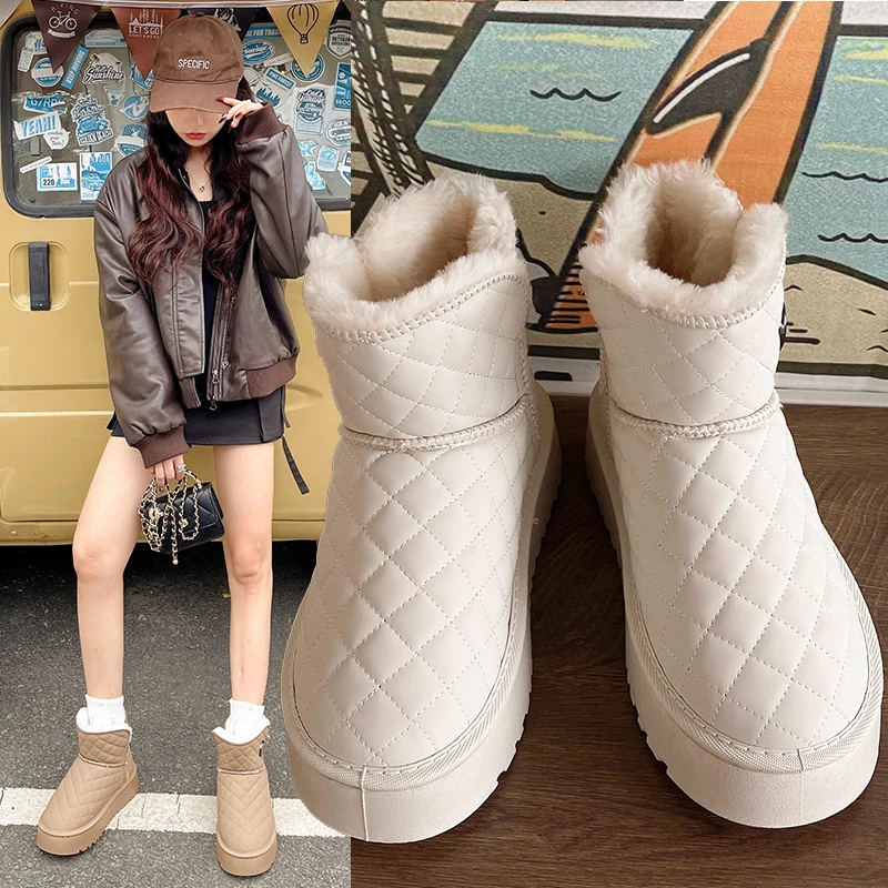 

2023 New Snow Boots for Women Winter Platform Ankle Boots Woman Snow Boots Thickened Cotton Shoes