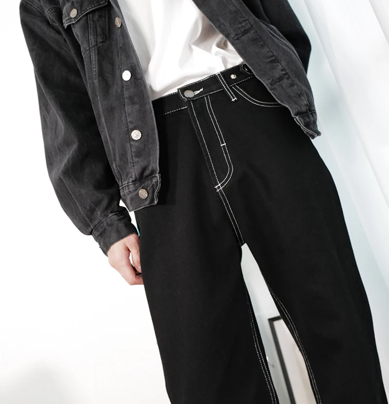 Men's Black Korean Y2K Clothes Jeans Men Straight Trousers Denim Vintage Casual Pants Women High Waist Baggy Jeans Streetwear