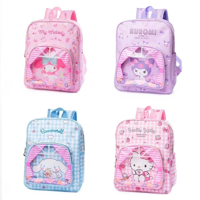 

Anime Kawaii Sanrioed My Melody Cinnamoroll Hellokittys Kuromi PU Backpack Large Capacity Storage Bag Cute Student Schoolbag