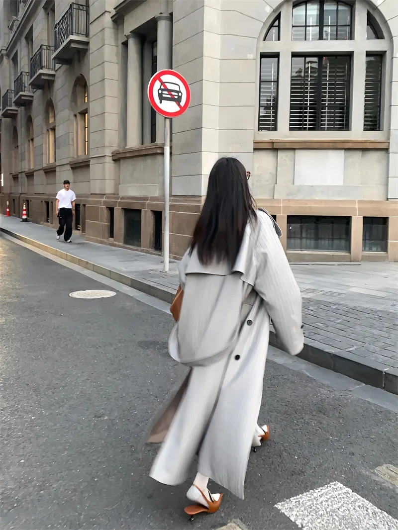 SuperAen 202 осенний новый английский стиль дизайн двубортный плащ с отложным