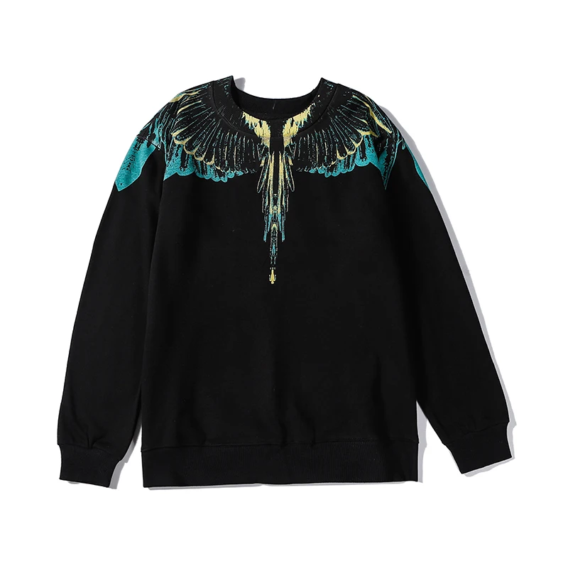 

2023MB Original fashion brand new autumn and winter high quality green and black wings round neck hoodie