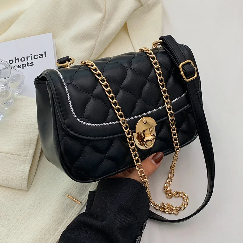 

2022 New Ladies Rhombus Shoulder Bag Fashion All-match Embroidery Thread Messenger Bag High-quality Net Red Small Square Bag