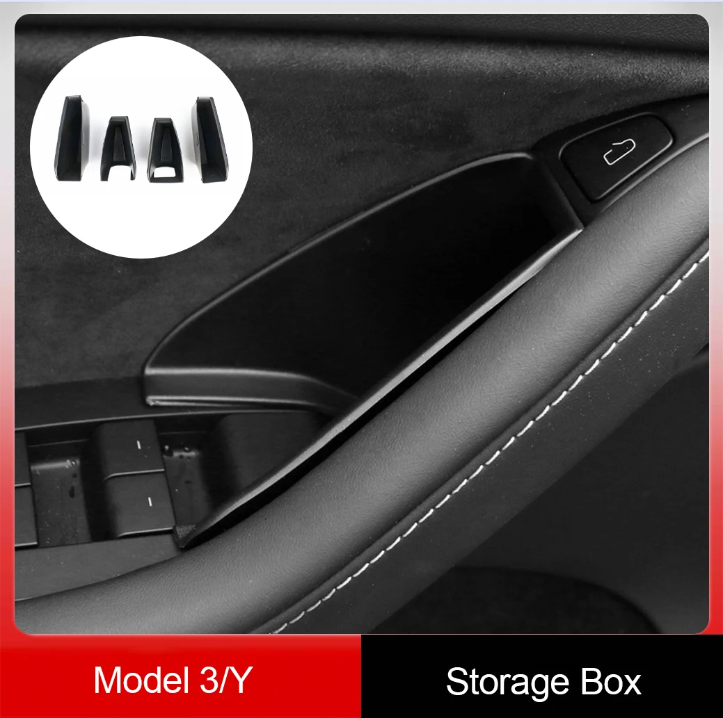 

For Tesla Model 3/Y Custom Door Storage Box Front & Rear Interior Organizer Accessories 4Pcs