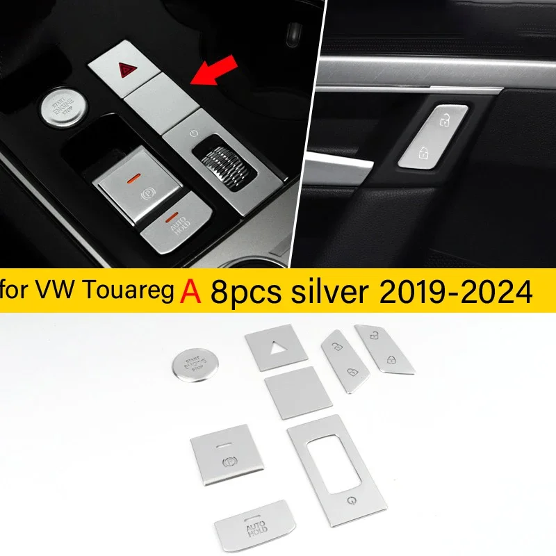 

Автомобильный Ручной тормоз, автомобильная кнопка переключения P, кнопка зажигания двигателя, кнопка запуска и остановки, крышка для VW Touareg, аксессуары для интерьера 2019-2024