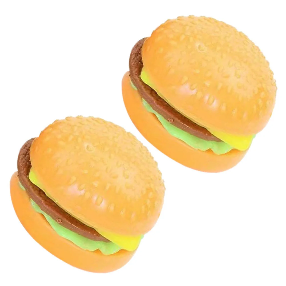 

2 Pcs Lifelike Burger Models Creative Toys Lightweight Sensory Funny Squeeze Tpr Food Student