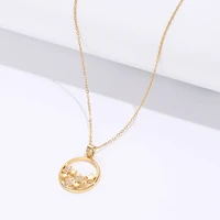 circle star inner round pendant necklace gold color niche fashion clavicle chain
