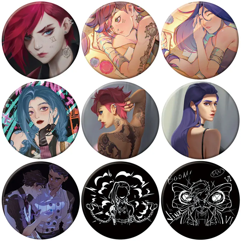 Брошь в стиле аниме Arcane Season 2 милая фигурка Vi Jinx Caitlyn League of Legends значок для сумки