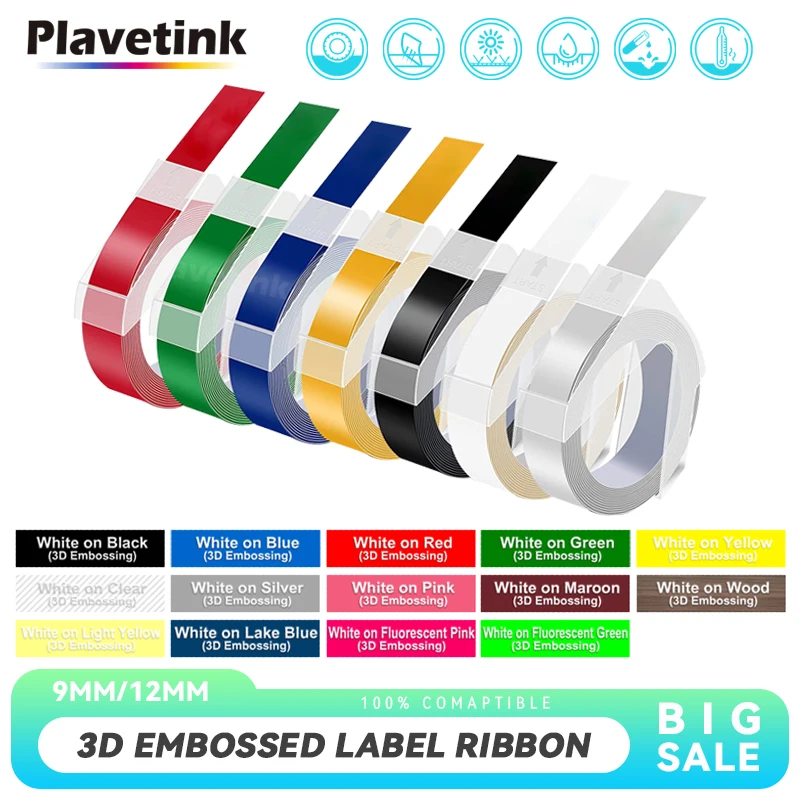 

Рельефное тиснение PLAVETINK для Dymo Letratag 3D лента этикеток производитель 9 мм многоцветный для Dymo 1610 1880 12965 12966 20008 принтер для этикеток