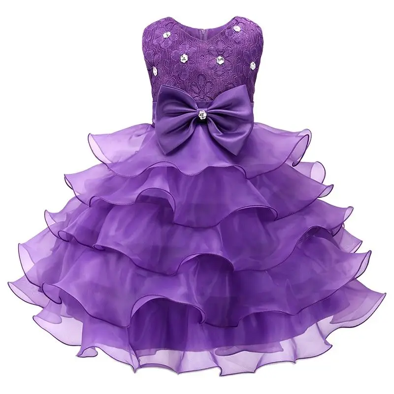 

2022 European American Girls' Dress Flowers Fashion Bows Children's Sweet Girls Party Dress Princess Tutu Dress Cake Dress