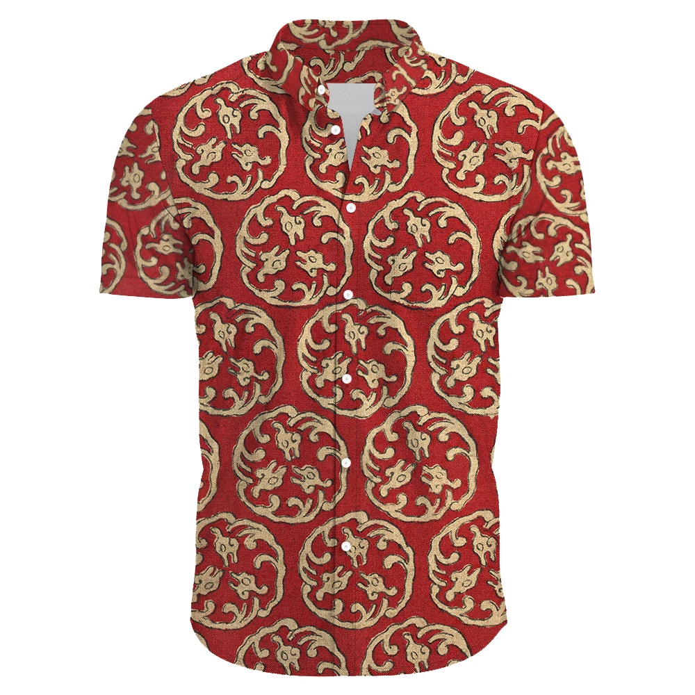 Гавайская Мужская рубашка Повседневная Эластичная пляжная сорочка с