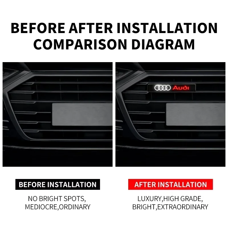 Наклейка на переднюю решетку эмблема автомобиля светодиодная подсветка для Audi