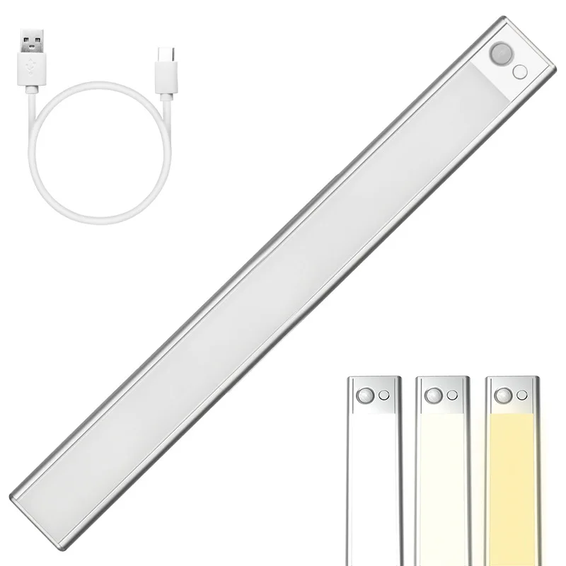 

Светодиодная лампа с датчиком движения под шкафом, 3-цветная световая панель, регулируемый светодиодный светильник, перезаряжаемый магнитный внутренний ночник с регулируемой яркостью