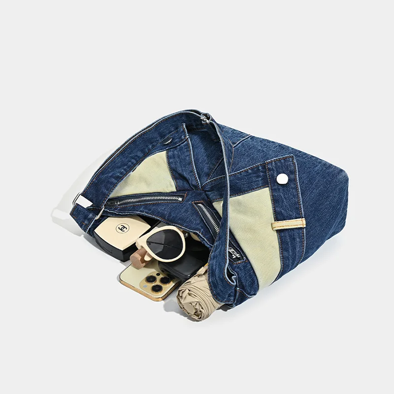 Y2K джинсовая сумка на плечо для женщин синяя парусиновая дизайн джинсовый топ
