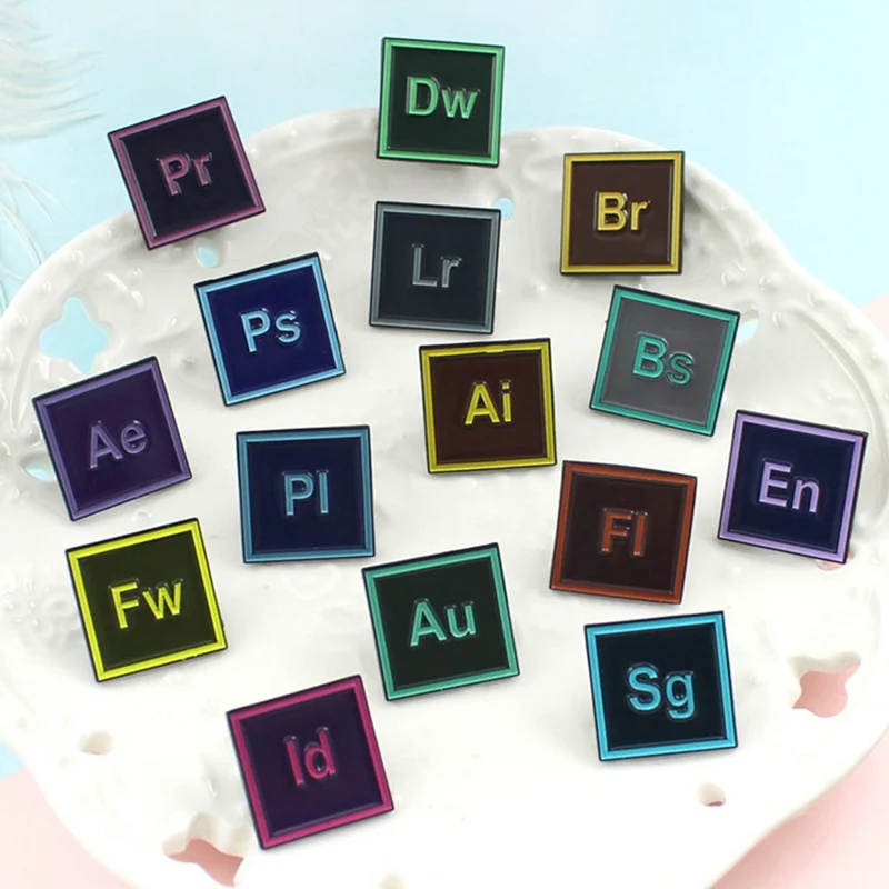 

Брошь с программным обеспечением PS Ae Id Lr для мужчин и женщин, дизайнерские ювелирные украшения в стиле фотошопа, значок на лацкан из денима д...