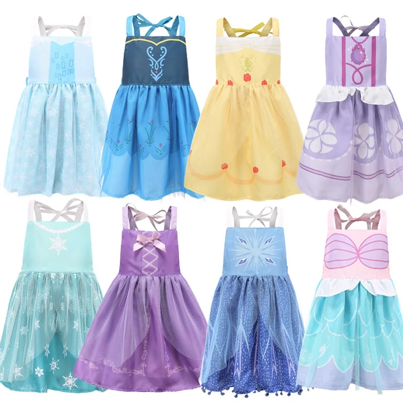

Children's Parent-child Apron Cartoon Sleeveless Apron Household Kitchen Baking Clean Girls Apron Clean Overalls Tablier