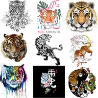 new flower tiger patch iron on transfers for clothing thermoadhesive patches on clothes diy t shirt appliques stickers badges
