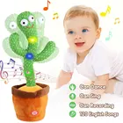 Танцующий говорящий кактус, Электронная плюшевая игрушка 120, английские песни светодиодный светодиодная подсветка, голос, повторение, кактус, интерактивные детские игрушки с USB зарядкой