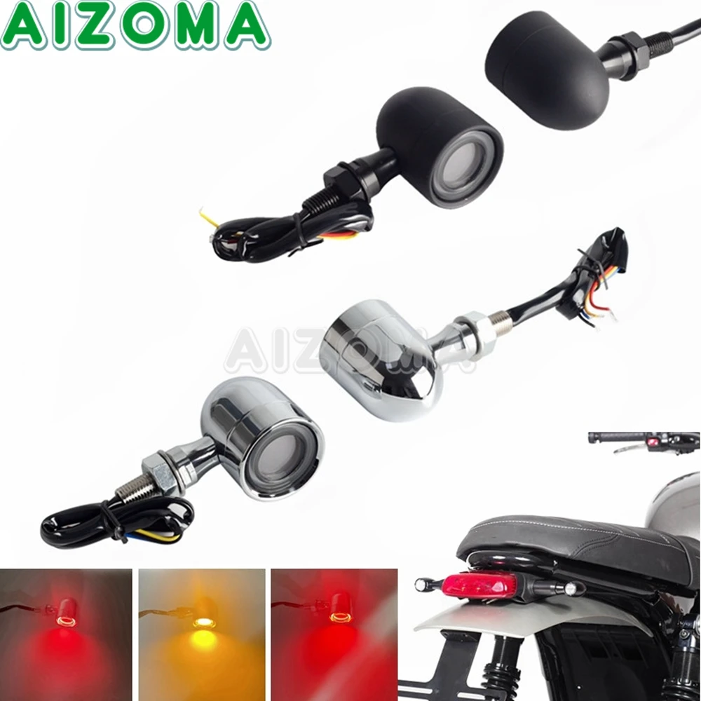 10 мм, алюминиевый фонарь для указателей поворота, фонарь для тормоза с желтым и красным хвостом для Harley Sportster Cafe Racer Chopper Bobber