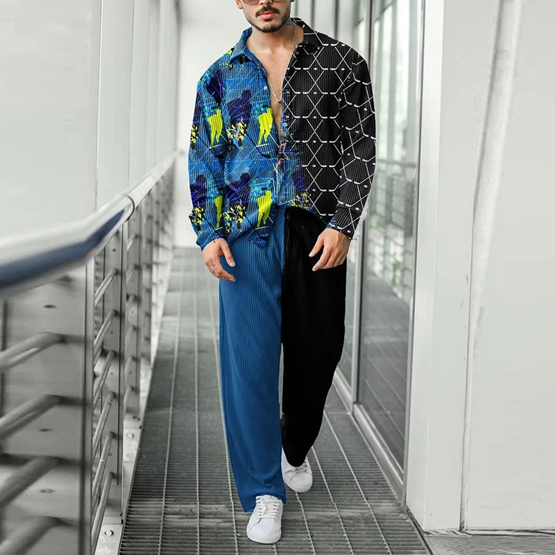 Костюм мужской из двух предметов рубашка с длинным рукавом и брюки - купить по