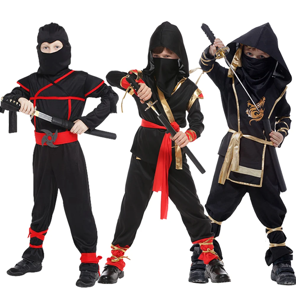 

Halloween Ninja Cosplay Costumes Warrior Costume with Mask Bandage Kids Boys Girls Children Swordsman Suit Carnival Party