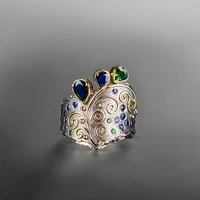 fashion creative female ring mixed color water drop pattern gold ring for women trendy jewelry ring accessories