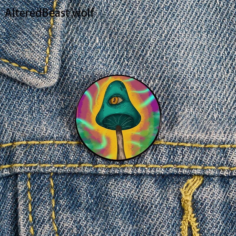 

Shroom Mushroom Printed Pin Custom Funny Brooches Shirt Lapel Bag Cute Badge Cartoon Cute Jewelry Gift for Lover Girl Friends