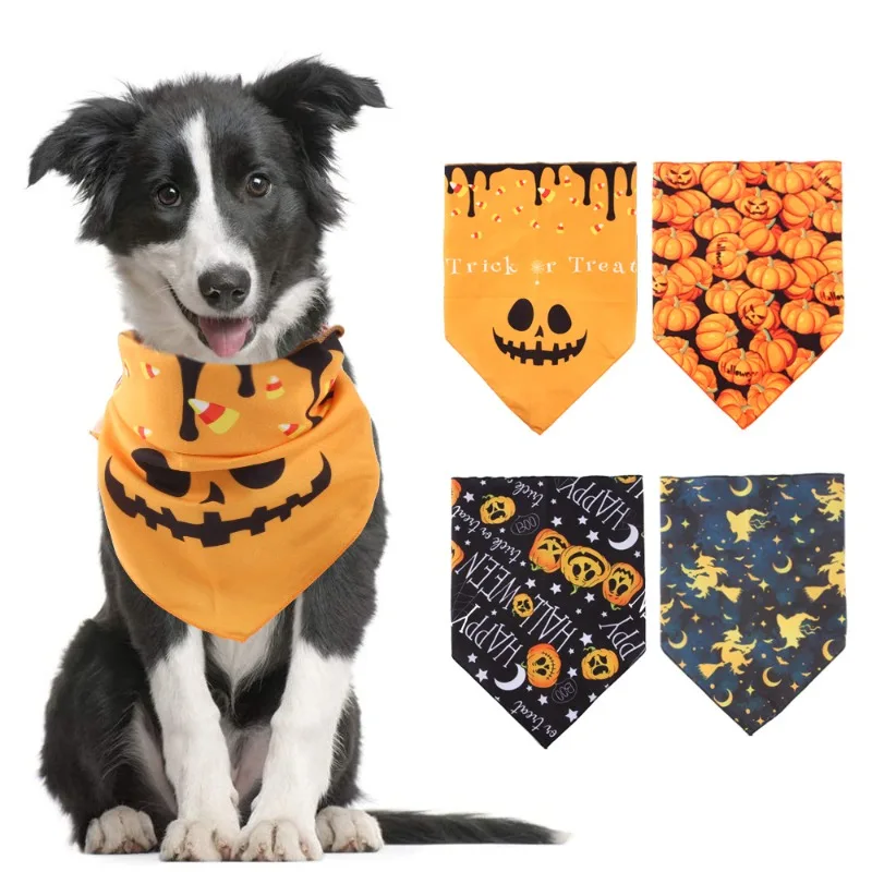 

Halloween Pet Dog Bandana Dogs Cats Triangle Scarfs Collar Bibs Adjustable Washable Bib Shawls for Small Medium Dog Accessoires