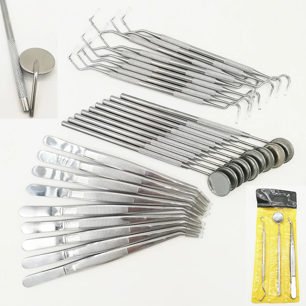 9 set Dental Mirror Kit Dentistry Lab Mouth Mirror Dentists Pick Tool Teeth Scaler Dentist Tools Dental Materials Kits 3 pcs/set