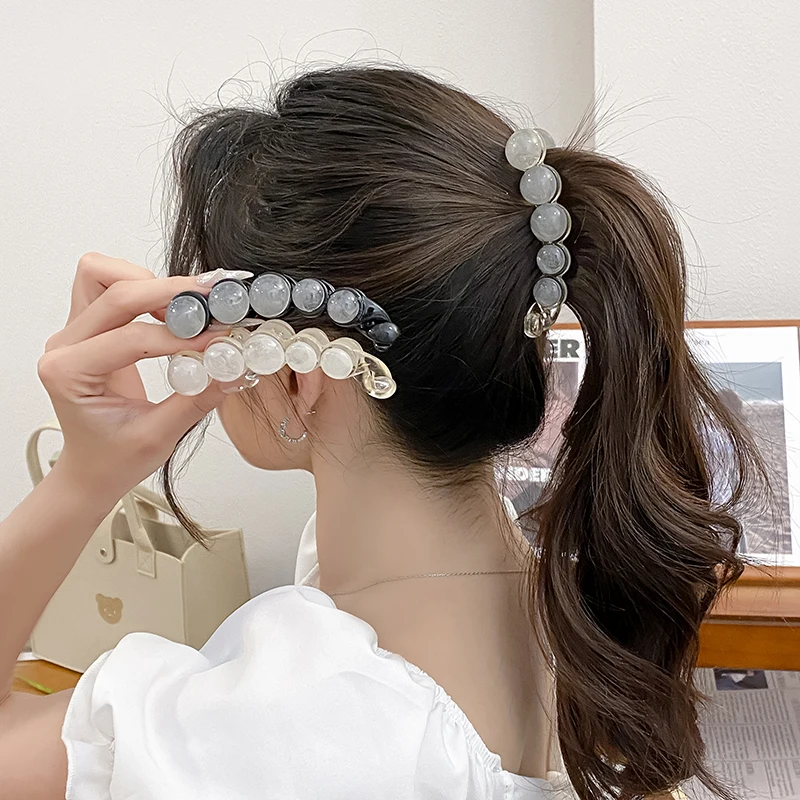 

AISHG Marble Pattern Banana Clip Women Elegant Solid Non-Slip Vertical Hair Clips Ponytail Barrettes Hairpin Hair Accessories