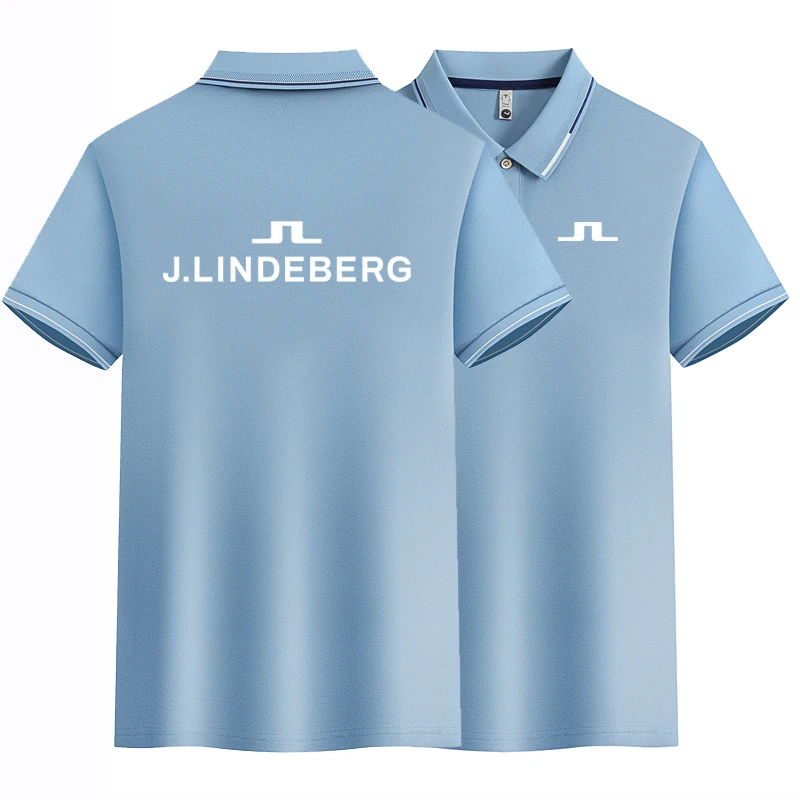 

Summer J Lindeberg New Men's Golf Print Polo Shirts High Quality Breathable Polo Shirt Short Sleeve Tops Golf Wear Man Polos