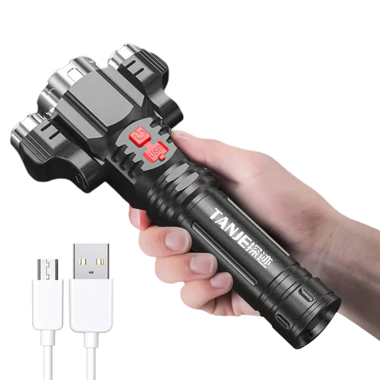 

Waterproof Powerful Flashlights Powerful Handheld Emergency Flashlights Waterproof USB Charging Flashlight For Hiking Camping