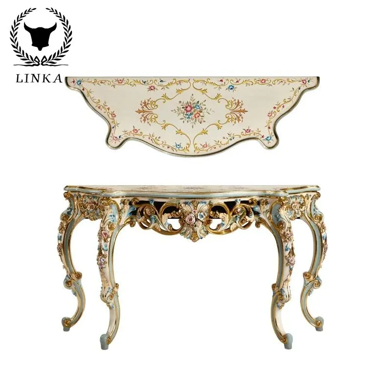 

European French hand-painted porch counter art luxury white retro to make old carved flower patterns