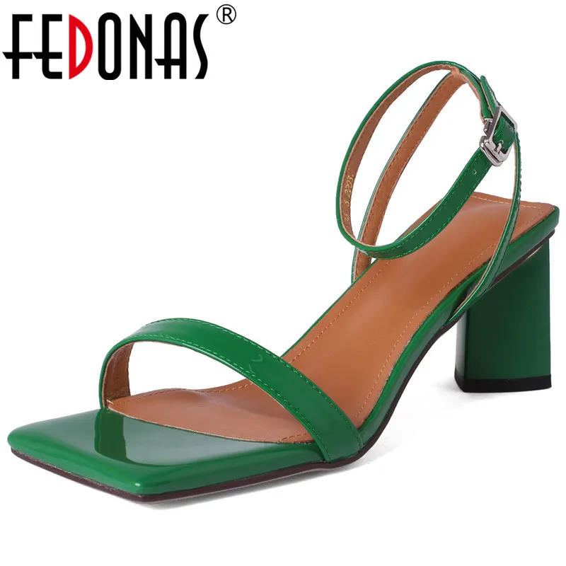 

FEDONAS Women Sandals Party Wedding Pumps Fashion Concise Genuine Leather Ankle-Wrap Shoes Woman Summer Strange Heels Sandals
