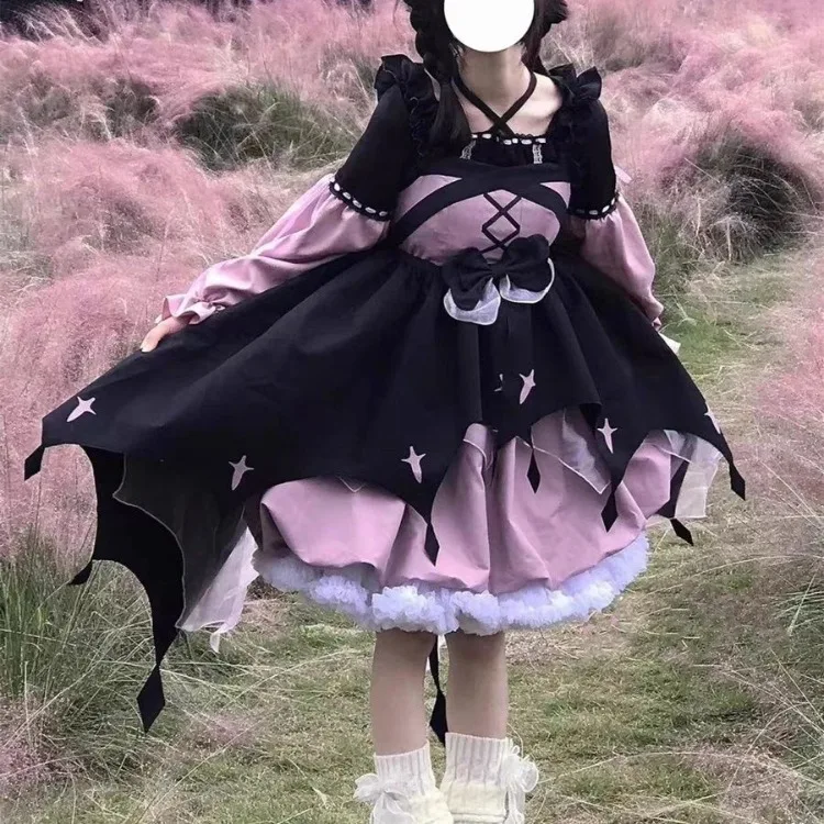 Женское летнее платье с квадратным вырезом длинным рукавом и бантом