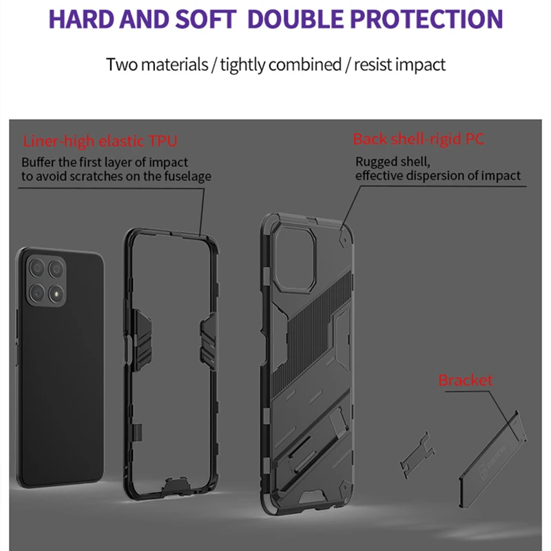 For Cover Honor X6 Case For Huawei Honor X6 Capas New Bumper Stand Shockproof Back Kickstand Holder Cover For Honor X 6 X6 Funda