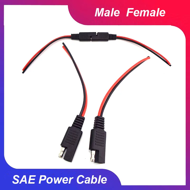 

10CM 10A 18AWG SAE Male Female Cable Power Extension Connector Wire for DIY Automotive Solar Battery Plug Wire SAE Cable